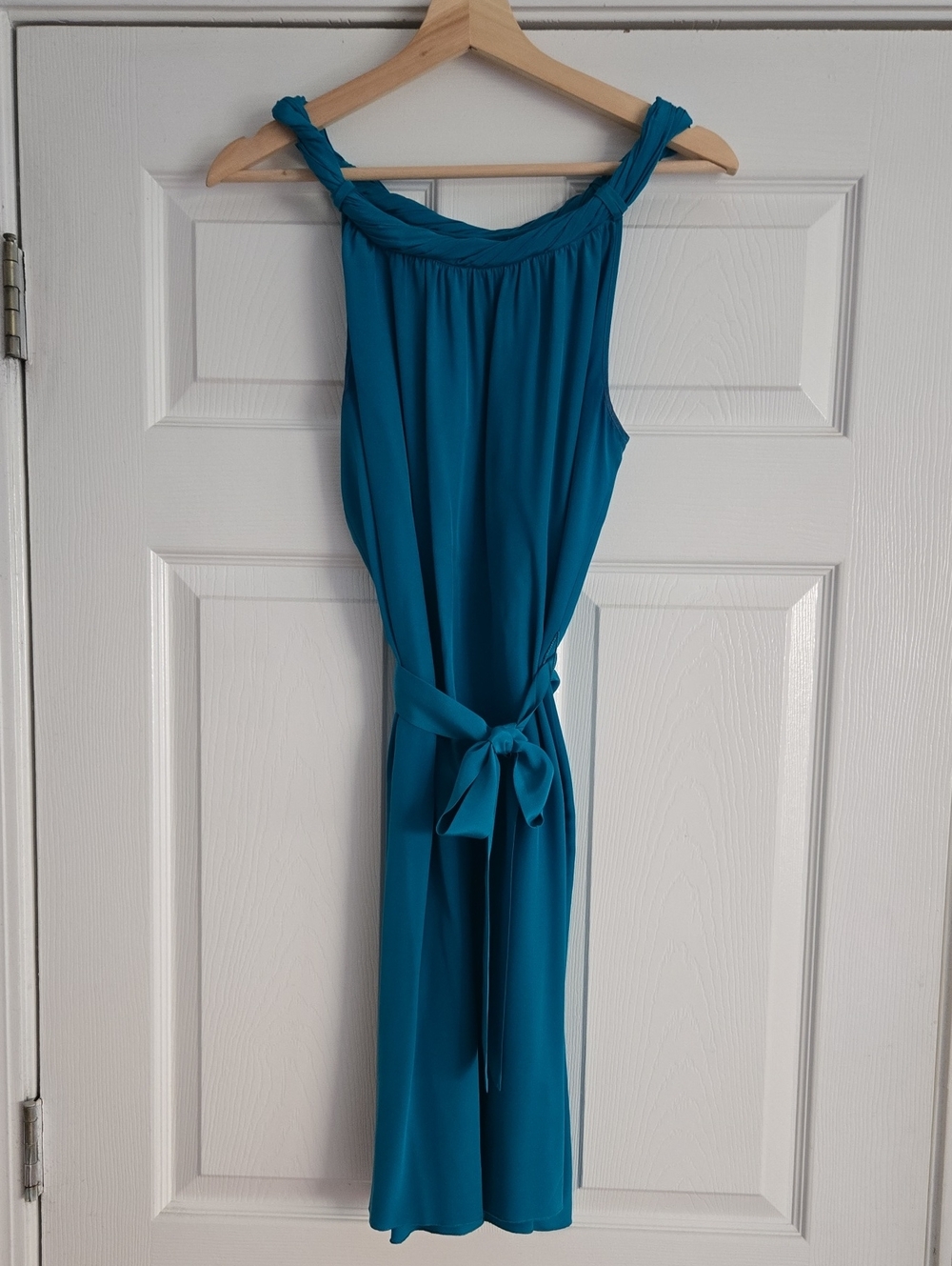 Banana Republic Teal Braided-Shoulder Jumpsuit with Waist Tie